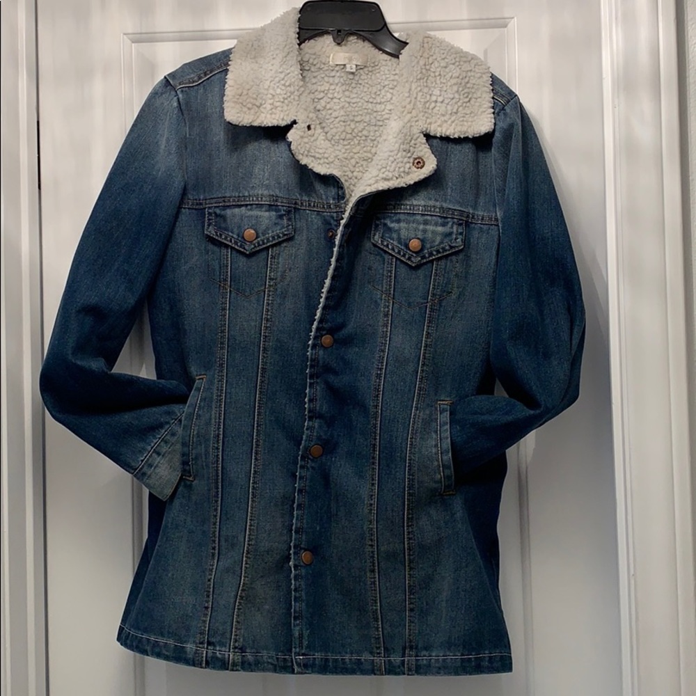 Hip length almost new Jean jacket with warm lining